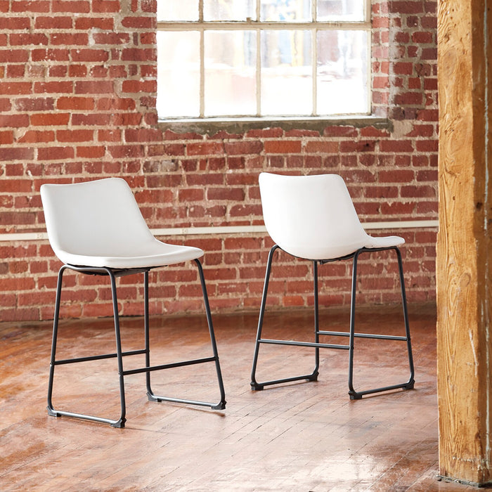 Cole Counter-Height Stool with Vegan Leather Fabric, Metal - White
