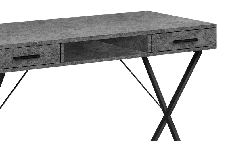 Rowan 42\" Office Desk with 2-Drawers & Cubbyhole - Grey Stone-Look