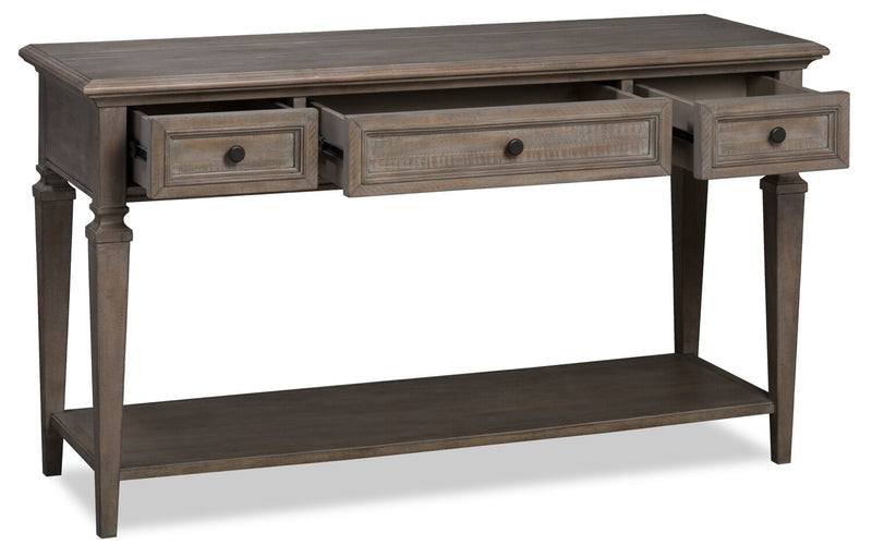 Lancaster 50\" Traditional Sofa Table with Storage and Shelf - Grey and Bronze Pine