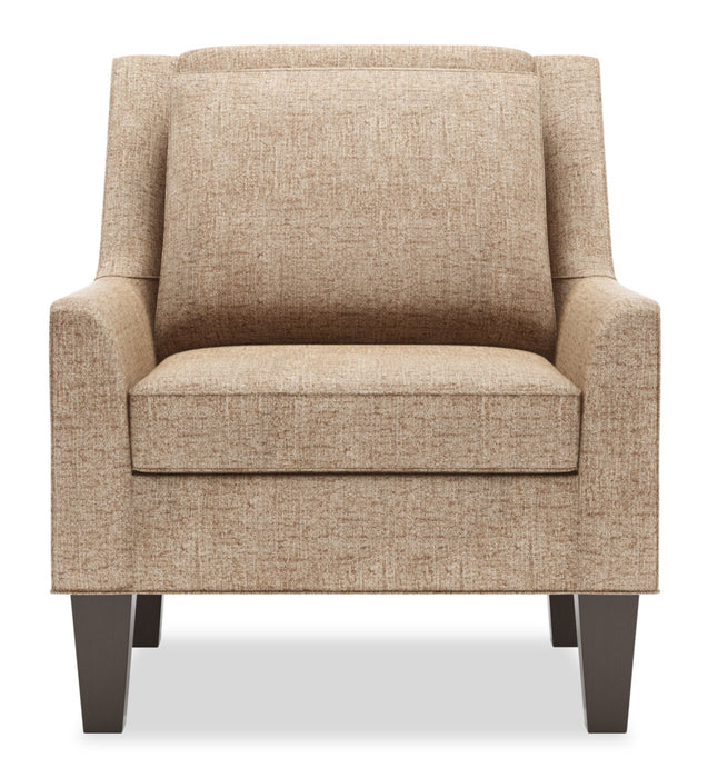 Made in Canada Sofa Lab Customizable Club 29\" Chenille Fabric Accent Chair with Wood Legs - Luxury Taupe