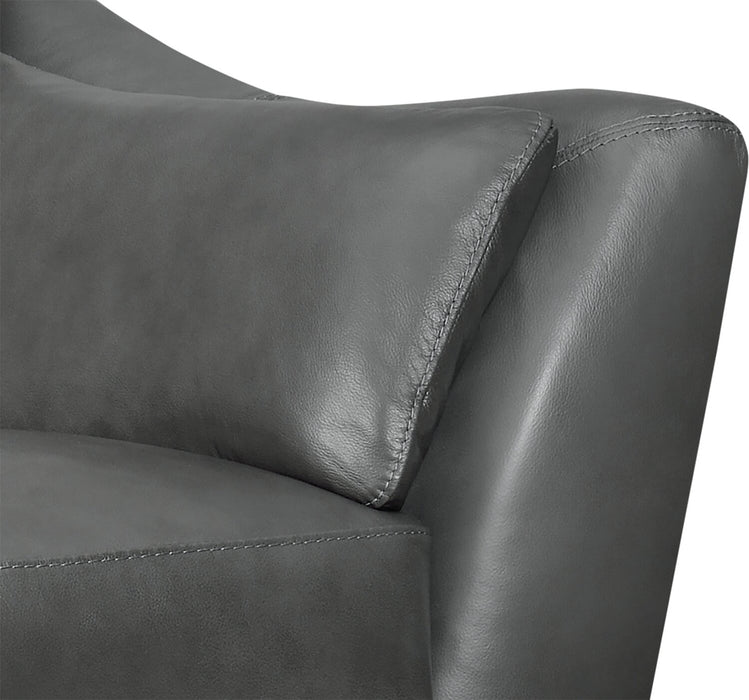 Chateau d'Ax Lusso 92\" 100% Genuine Leather Chair with Wood Legs - Charcoal Grey
