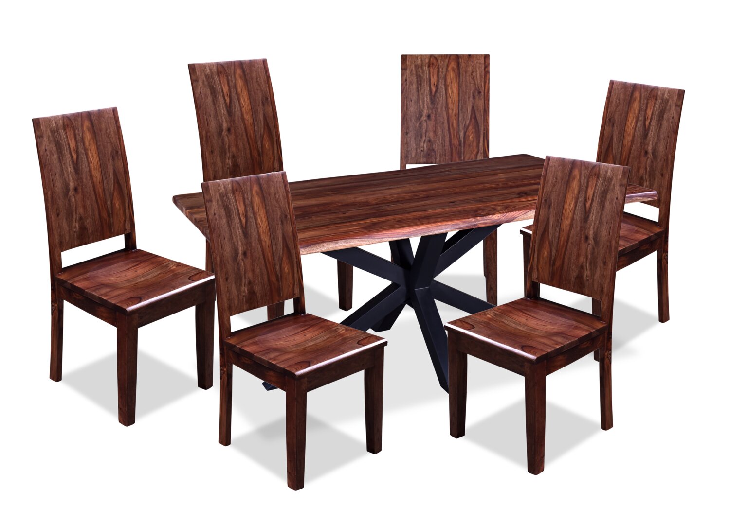 Shilo 7pc Dining Set with Table & 6 Chairs, Sheesham Wood, 72"W B
