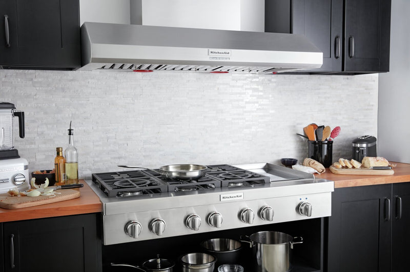 KitchenAid® 48" CommercialStyle WallMount Canopy Range Hood KVW
