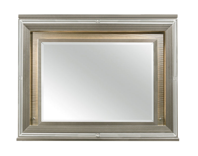 Max Bedroom Dresser Mirror with LED Light, Glam - Silver