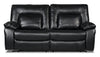 Dale Leather-Look Fabric Power Reclining Loveseat - Black