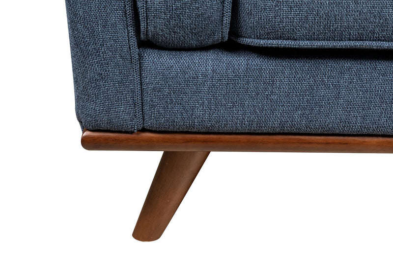 Kort & Co. Kassia 40.9\" Linen-Look Fabric Chair with Wood Base and Legs - Blue