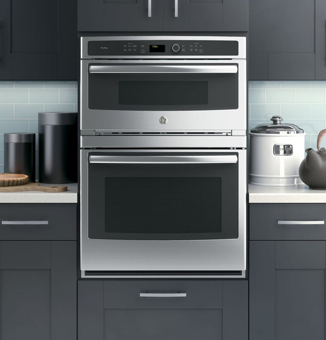 Profile 30\" 6.7 Cu. Ft. Electric Wall Oven and Microwave with True European Convection - Stainless - PT7800SHSS
