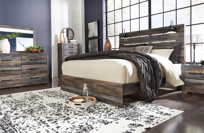 Abby Panel Headboard with LED Light & USB Ports, Brown - King Size