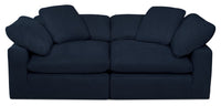 Eclipse Linen-Look Fabric Modular Loveseat - Navy 