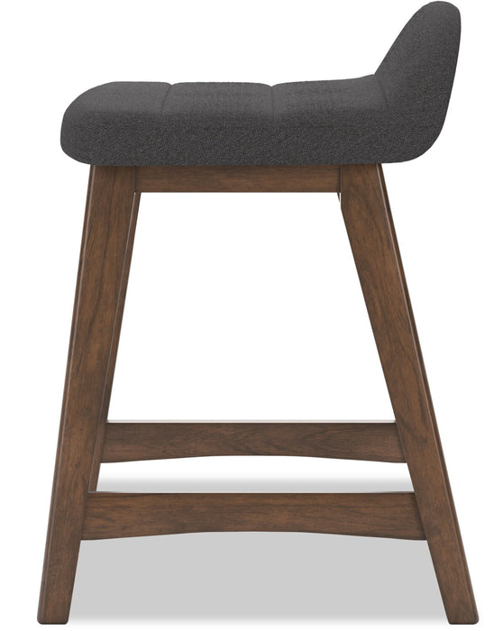 Jovi Counter-Height Stool with Linen-Look Fabric, Wood - Charcoal