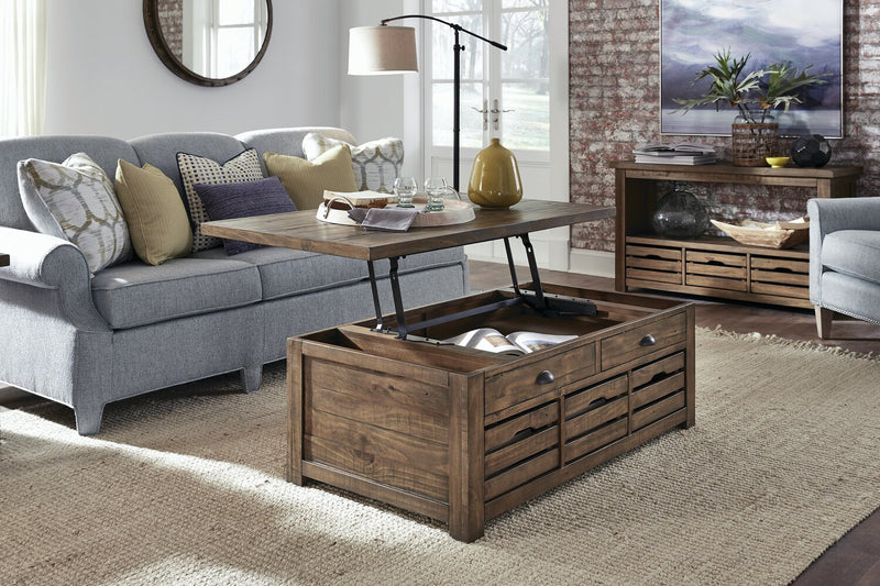 Stratton 49\" Rustic Lift Top Coffee Table with Storage - Dark Brown Pine