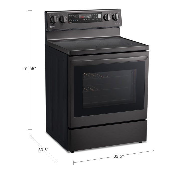 LG 6.3 Cu. Ft. Smart Electric Range with Air Fry and True Convection - Smudge Proof Black Stainless Steel - LREL6325D