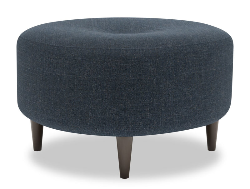 Made in Canada Customizable Sofa Lab The Curve 31\" Linen-Look Fabric Ottoman - Luna Sailor Blue