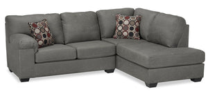 Morty 2-Piece Leather-Look Fabric Right-Facing Sectional - Grey 