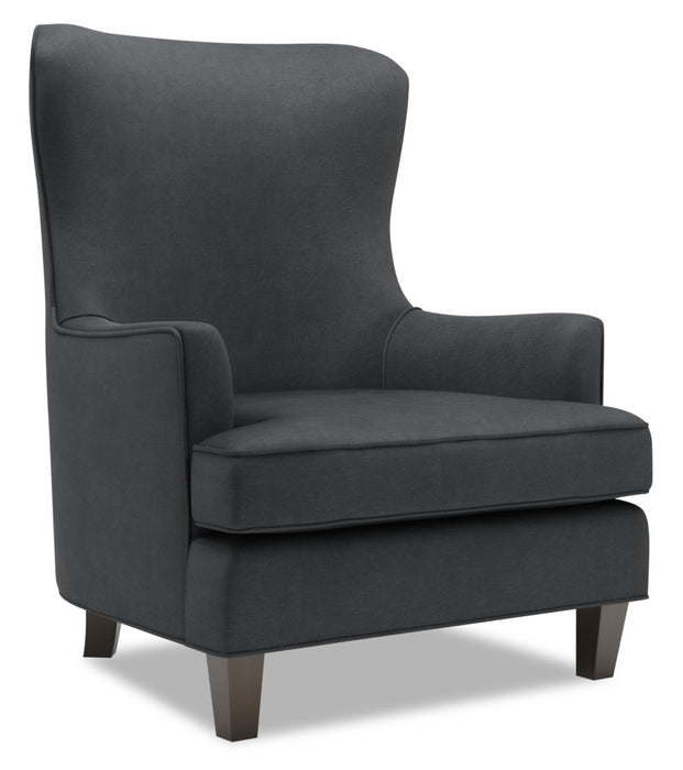 Made in Canada Sofa Lab Customizable Wingback 32\" Linen-Look Fabric Accent Chair - Pax Pepper Grey