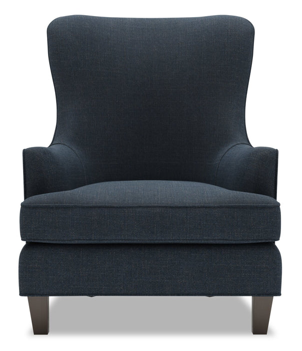 Made in Canada Sofa Lab Customizable Wingback 32\" Linen-Look Fabric Accent Chair - Luna Sailor Blue