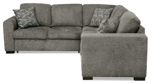 Izzy 3-Piece Chenille Sectional with Left-Facing Sleeper Sofa - Pewter | Sofa sectionnel Izzy 3 pièces en chenille avec lit de gauche - étain | IZZPW3SL