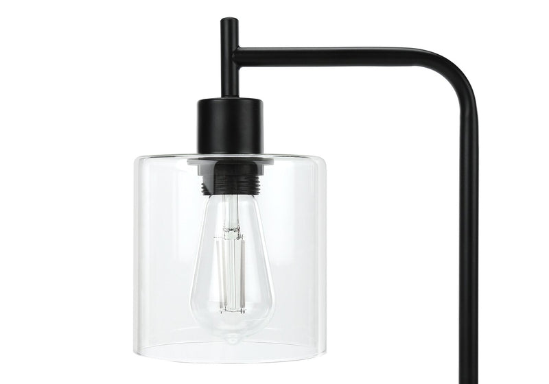 20\" Black Metal Table Lamp with USB Charging