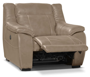 Novo Leather-Look Fabric Power Recliner - Taupe
