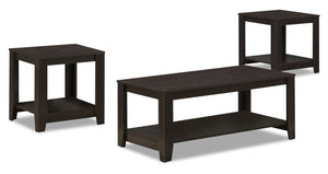 Rory 3-Piece Coffee and Two End Tables Package - Espresso