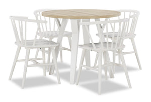 Aria 5-Piece Round Dining Package - White
