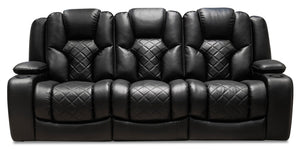 Axel Leather-Look Fabric Power Reclining Sofa with Power Headrest - Black | Sofa à inclinaison électrique Axel avec appuie-tête électrique - noir | AXELBKPS