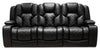 Axel Leather-Look Fabric Power Reclining Sofa with Power Headrest - Black