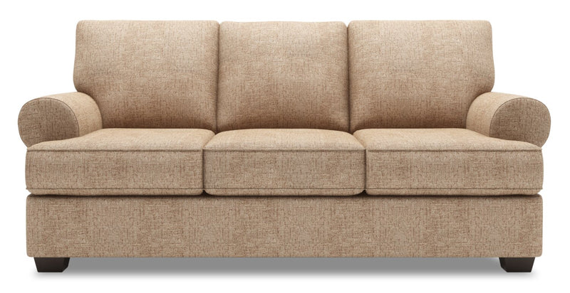 Made in Canada Customizable Sofa Lab Roll 86\" Chenille Fabric Sofa Bed with Rolled Arms - Luxury Taupe