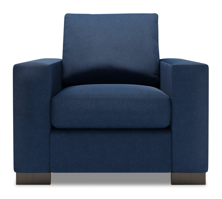 Made in Canada Sofa Lab Customizable Track 38\" Linen-Look Fabric Chair with Track Arms - Pax Navy Blue
