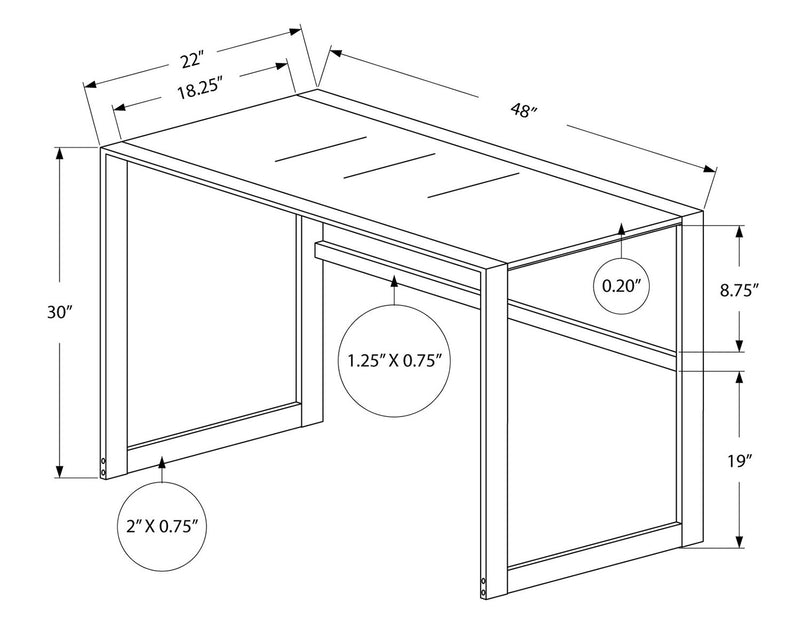 Kyle 48\" Glass-Top Office Desk - Black