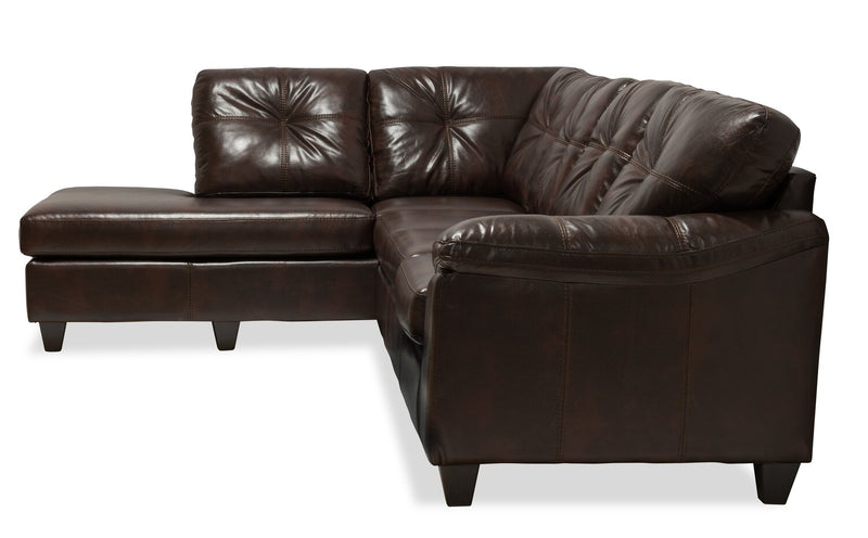 Made in Canada Addison 2-Piece Left-Facing Faux Leather Sectional with Removable Seat Cushions - Brown