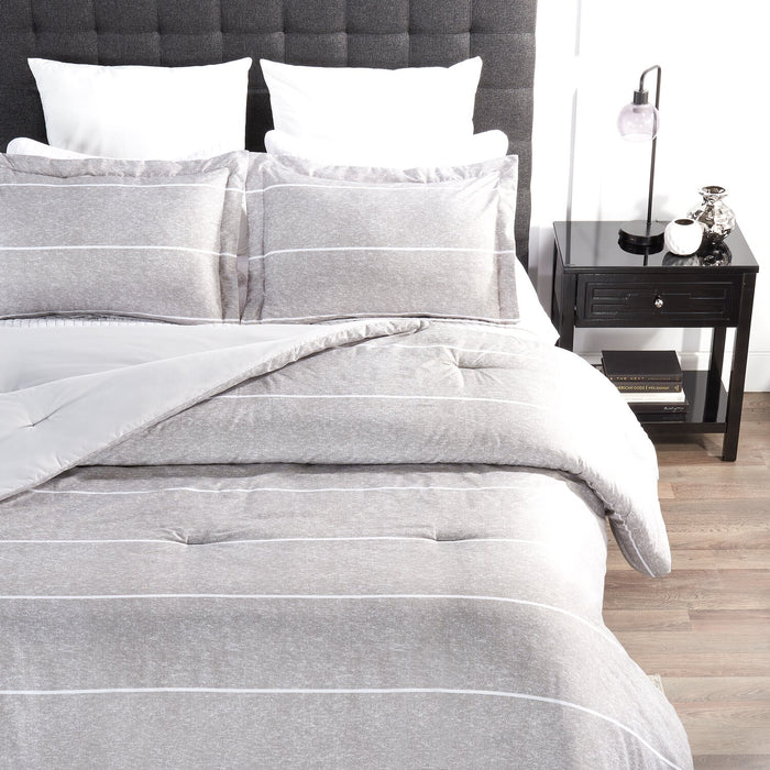 Stripes 3-Piece King Comforter Set - Grey