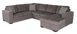 Legend 3-Piece Right-Facing Chenille Sleeper Sectional Sofa - Pewter
