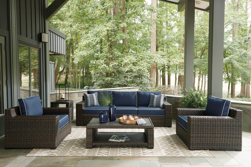 Hilo Outdoor Patio End Table - 20\"W, Resin Wicker & Aluminum Frame, UV & Weather Resistant - Brown