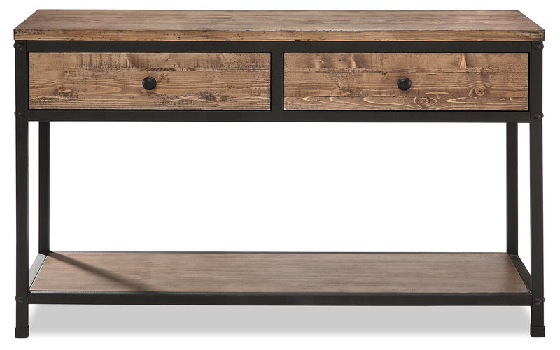 Maguire 46\" Rustic Sofa Table with Storage and Shelf - Brown and Black Wood and Metal Frame