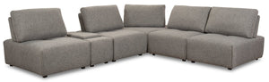 Modera 6-Piece Linen-Look Fabric Modular Sectional with Chaise - Grey