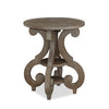 Tinley Park 22\" Traditional Round End Table with Shelf - Grey-Brown Pine with Scroll Design Base