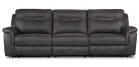 Floy Faux Suede Power Reclining Sofa with Power Headrest - Grey 