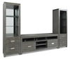 Bronx 94\" 3-Piece Wall Unit Entertainment Centre with Storage and Cable Management for TVs up to 55\"- Grey