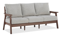 Nome Outdoor Patio Sofa - High Density Plastic & Nuvella Fabric, UV & Weather Resistant - Brown/Beige 
