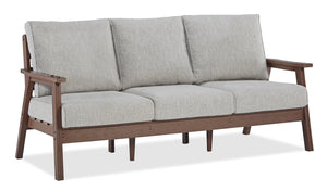 Nome Outdoor Patio Sofa - High Density Plastic & Nuvella Fabric, UV & Weather Resistant - Brown/Beige