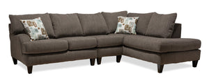 Nofia 3-Piece Chenille Right-Facing Sectional - Charcoal