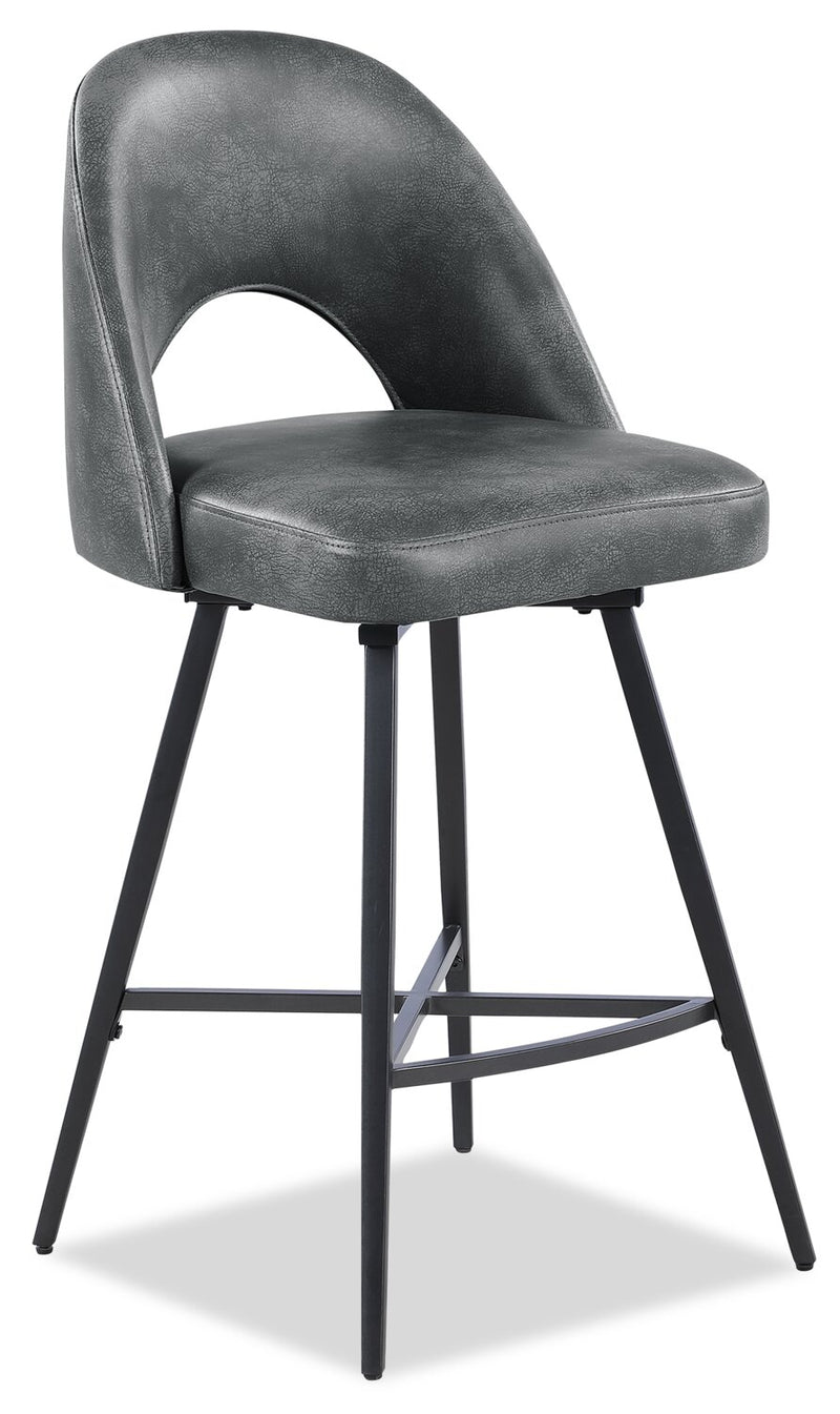 Kort & Co. Bay Counter-Height Stool with Swivel Seat & Vegan Leathe ...