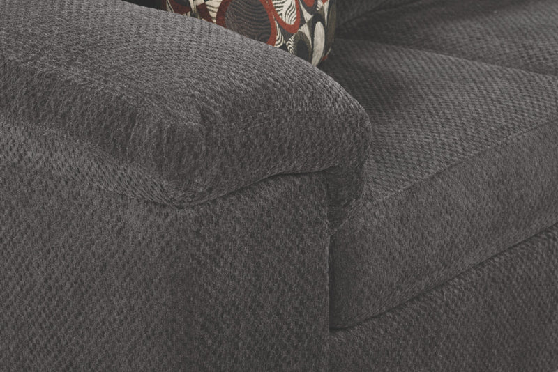 Made in Canada Morty 2-Piece Right-Facing Chenille Fabric Sectional with Sofa and Accent Pillows - Grey