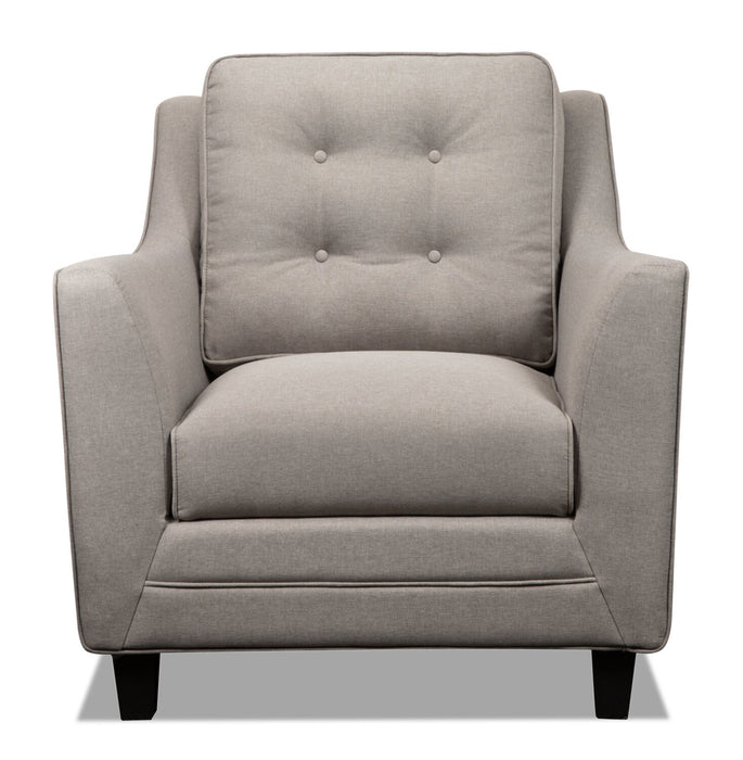 Novalee 35\" Linen-Look Fabric Chair with Flared Arms and Button Tufting - Taupe