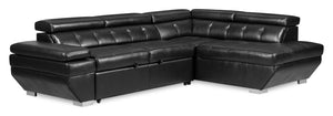 Element Right-Facing Leath-Aire Sleeper Sectional - Black