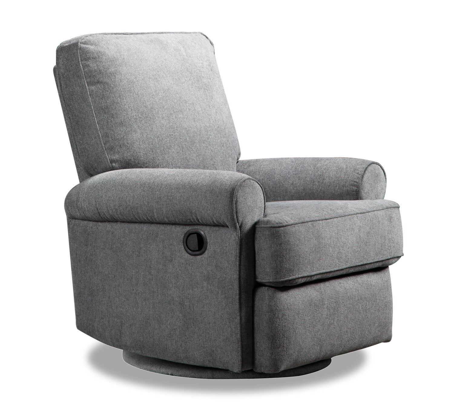 Bevin 34.4 Grey Chenille Fabric Swivel Glider Reclining Chair The Brick