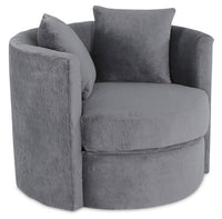 Petite Chenille Swivel Cuddler Chair - Plush Thunder 