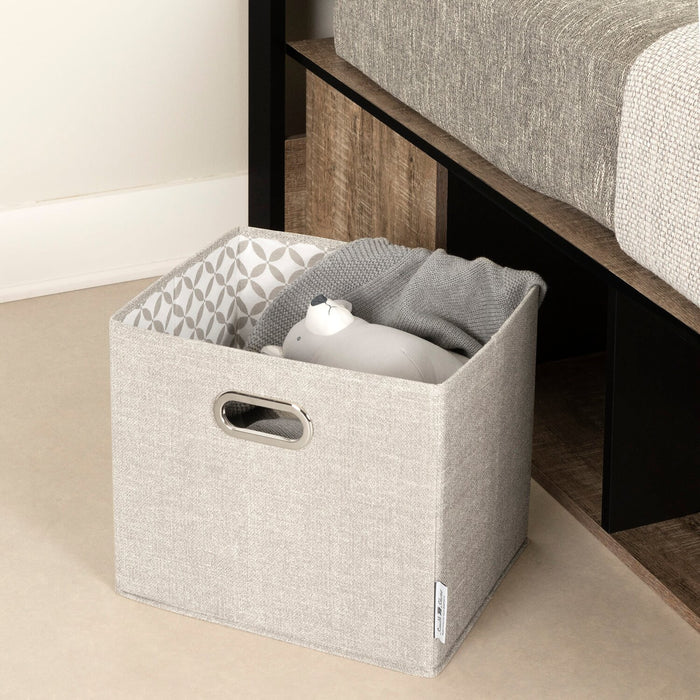 Everley Platform Bed Set with Panel Headboard, Built-in Storage & Baskets, Two-Tone - Twin Size