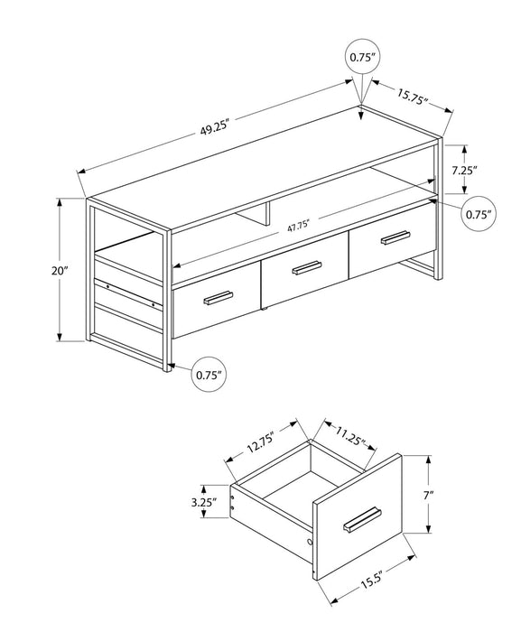 Chace 48\" Modern TV Stand with Storage and Cable Management for TVs up to 55\"- Grey